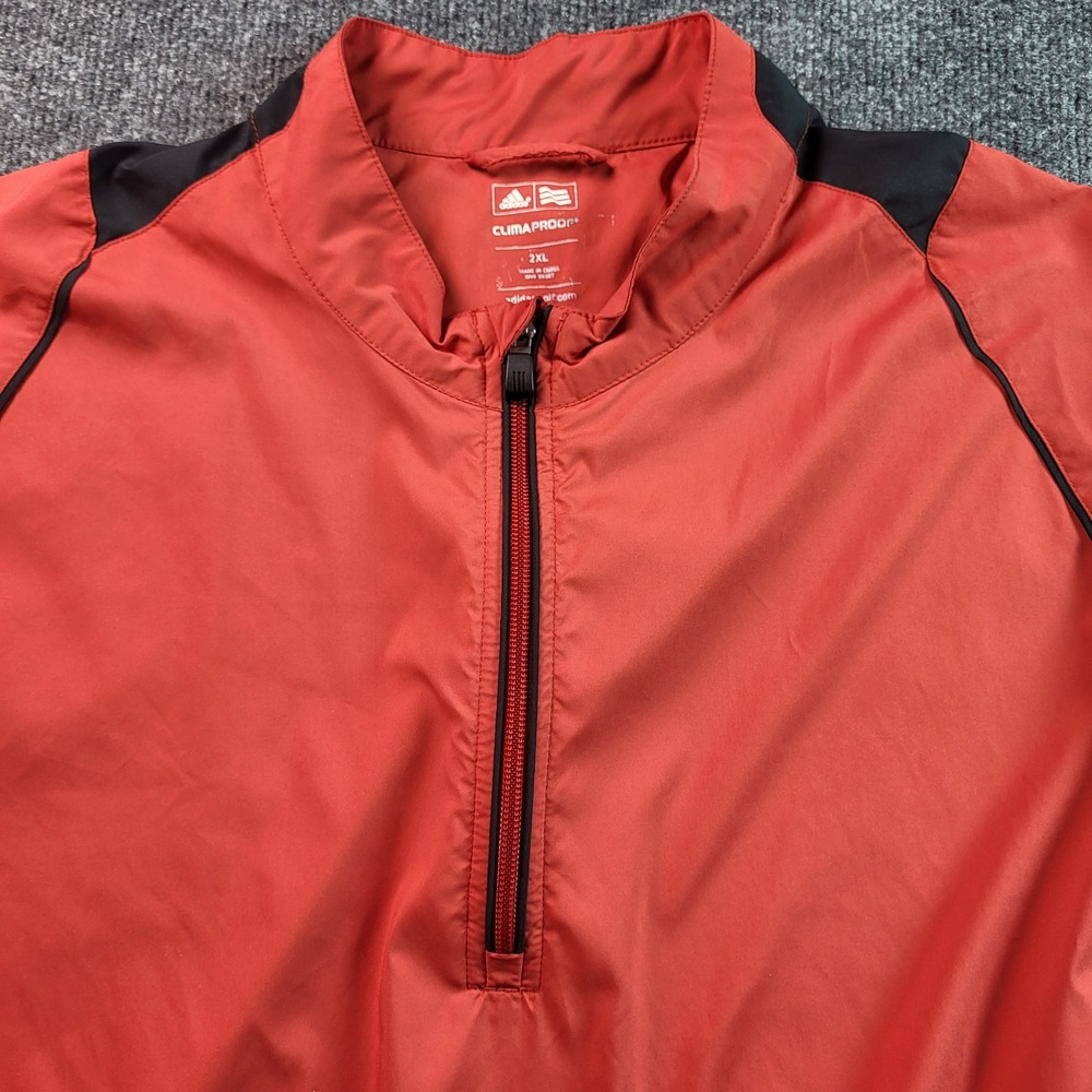 Adidas ClimaProof Golf Pullover Jacket Mens 2XL Red Black Half Zip